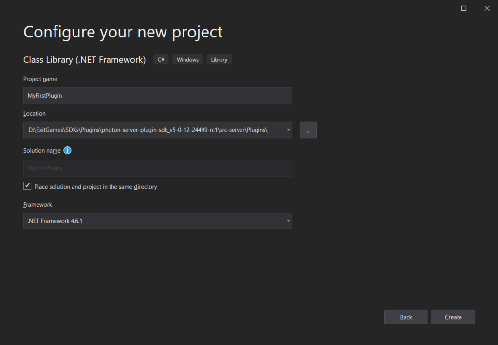 New Project Creation Window in Visual Studio 2019