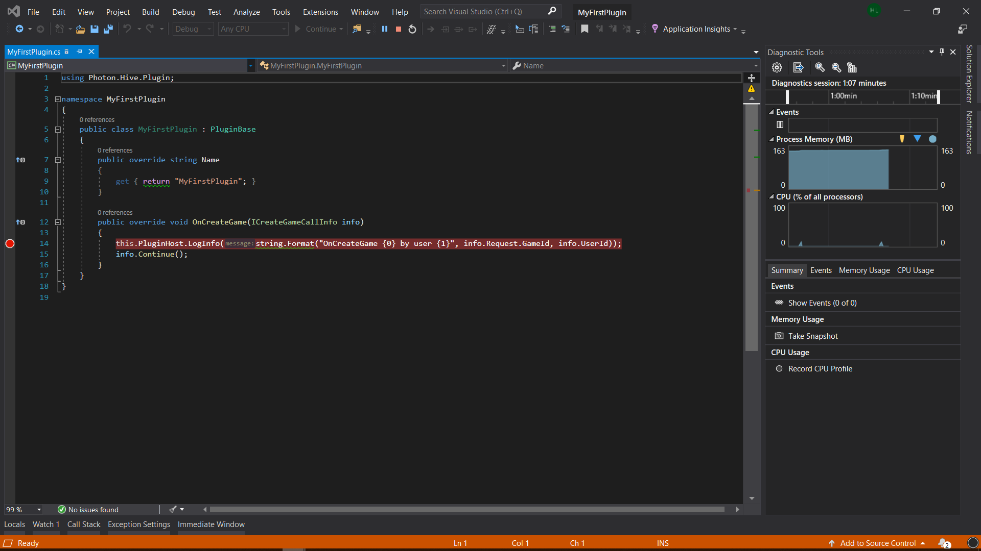 Photon Server debug started from Visual Studio