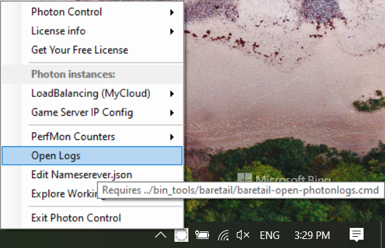 Open Logs from PhotonControl