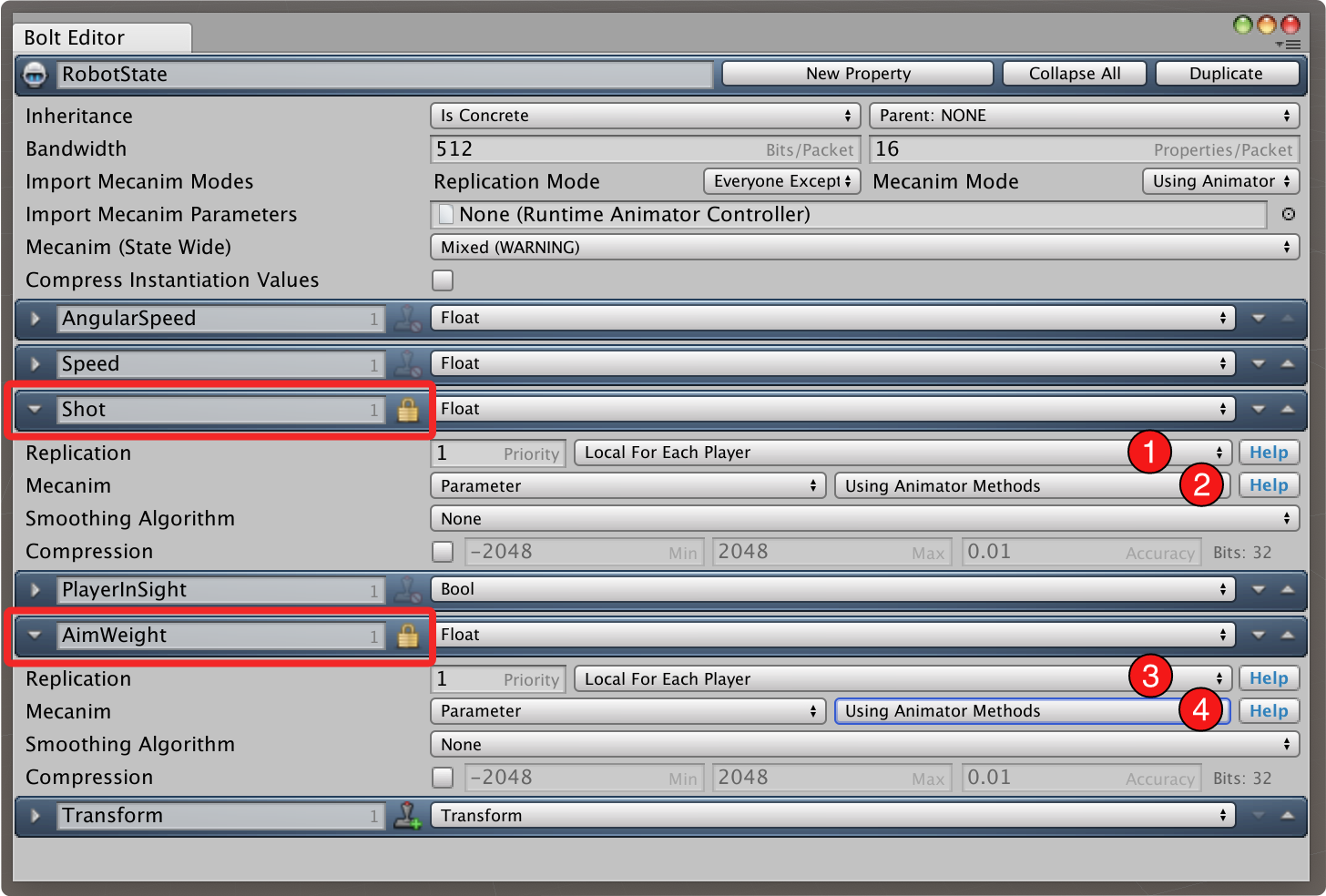 disable some robot state properties