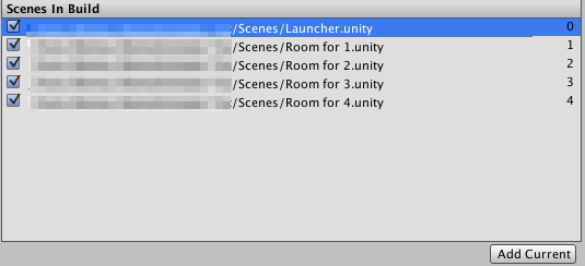 Build Settings: Scenes In Build