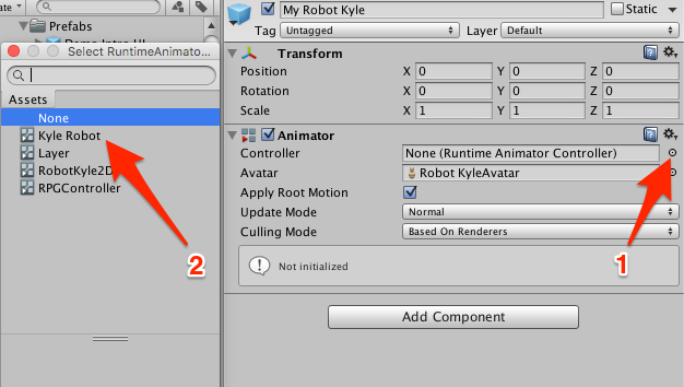 assigning animatorcontroller