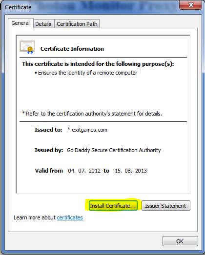 photon server: install certificate