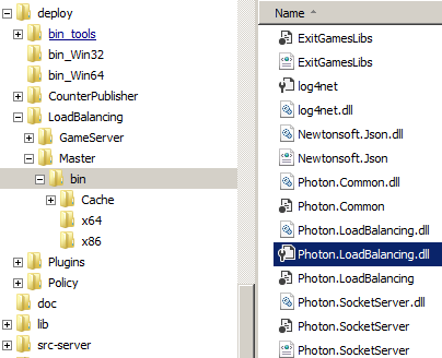 Photon Server Screenshot: Folder structure