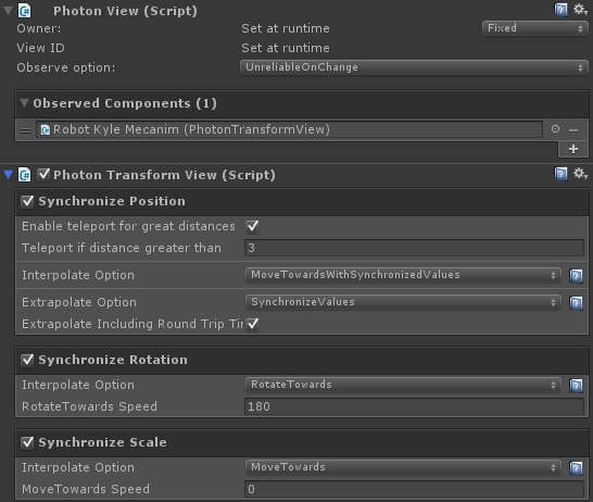 PhotonTransformView as seen in the inspector