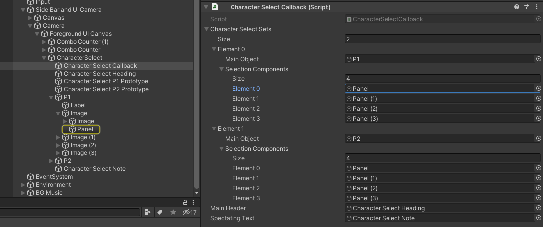 Character Select Callback Setup