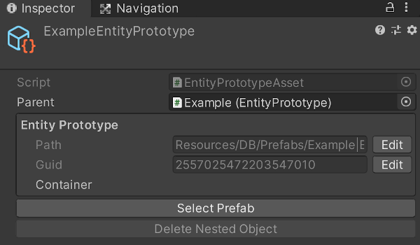 Entity Prototype Asset GUID & Path