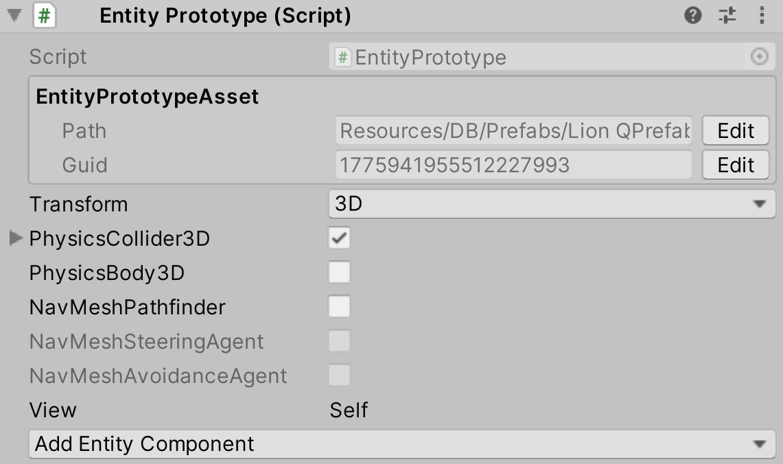 Adjusting an Entity Prototype's Physics Properties via the Unity Editor