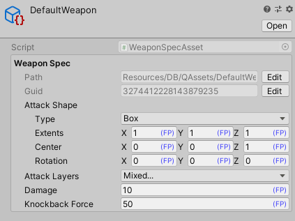 ShapeConfig Setting of the example asset as shown in the Unity Editor