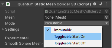 Enable toggle on 3D Static Mesh Colliders