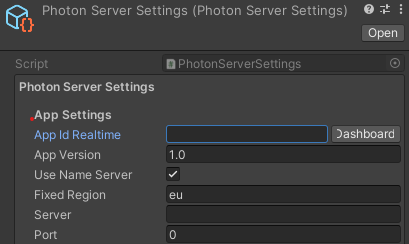 PhotonServerSettings App Id field