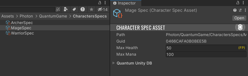 character classes - asset linking