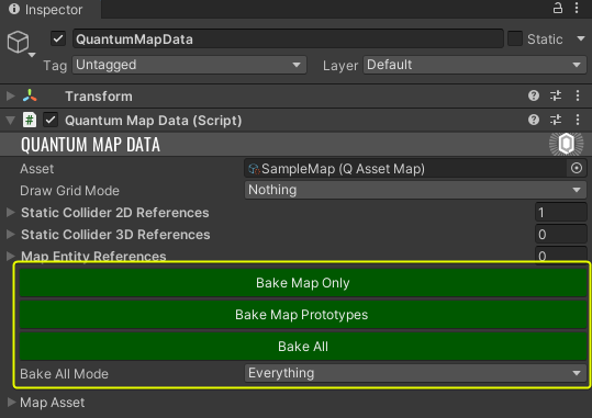 Step 3 - Baking the Map Saves the Scene Colliders as a Quantum Asset (Map)