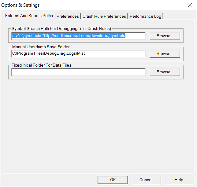 set debugging symbols