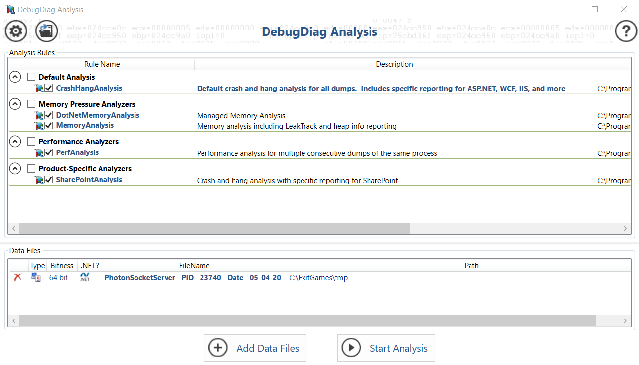 starting analysis of dump file